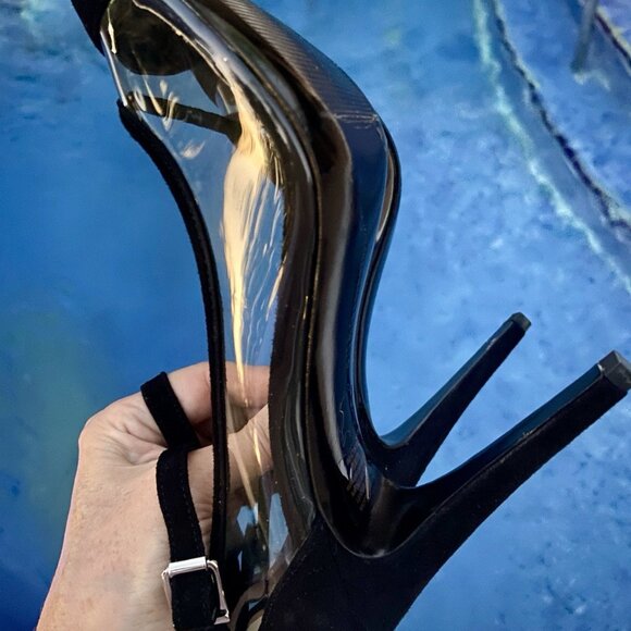 BCBGeneration BLACK SUEDE HEELS — CLEAR PUMPS - Picture 9 of 9
